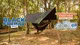 Man in Nakie Hammock camping ecosystem in the bush Nakie - Australia