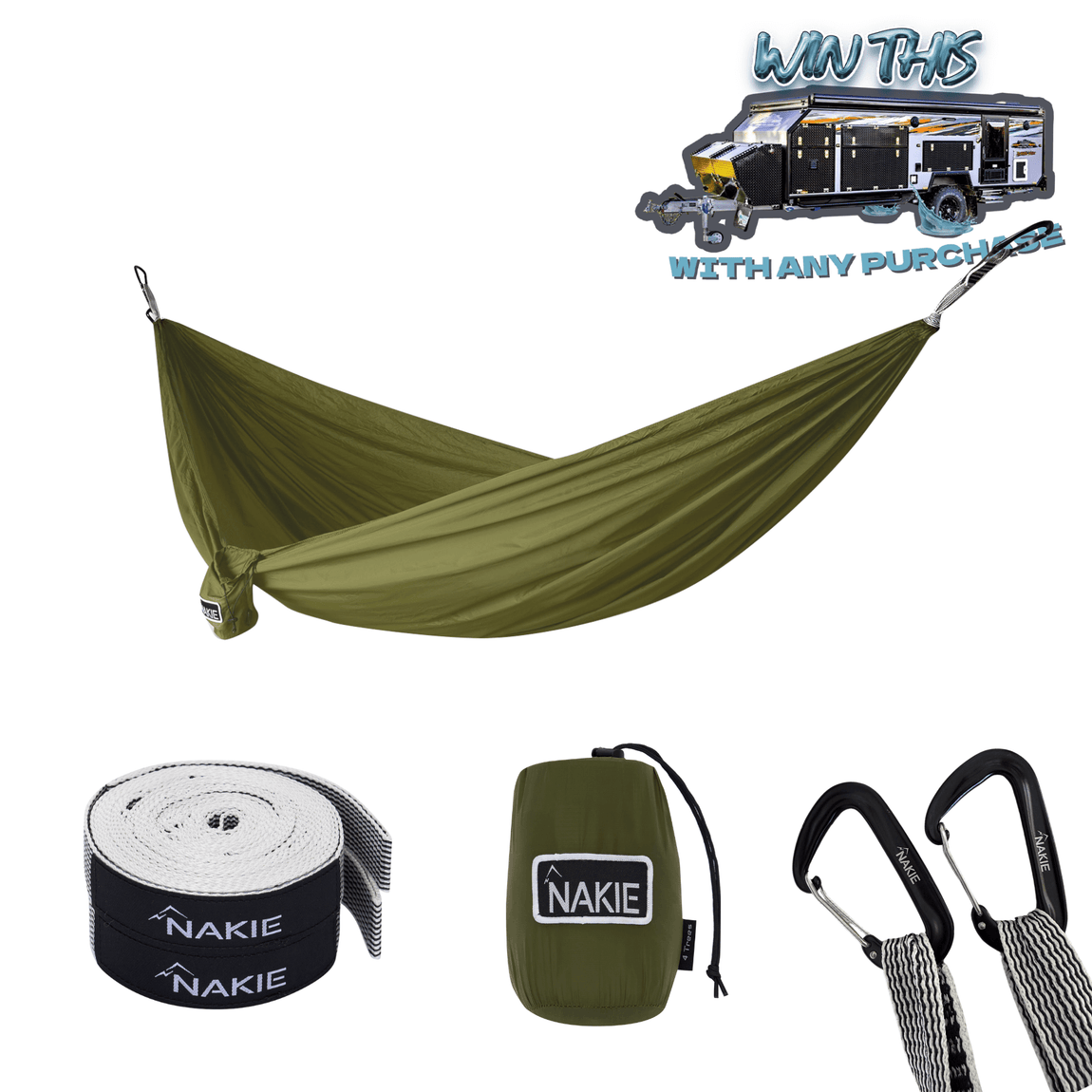 Ultra Light Olive - Recycled Hammock with Straps