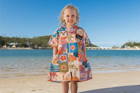Retro Shores - Kids Hooded Towel Recycled Sand Free