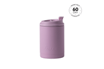 Dusty pink insulated coffee cup with flip-top lid and Nakie logo, front view preview #12