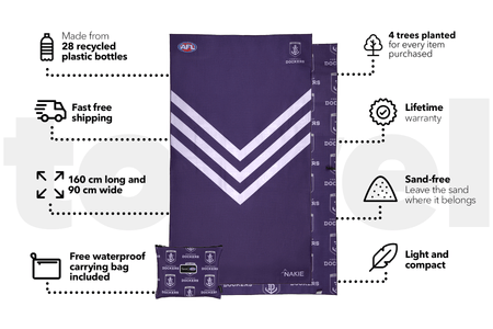 Fremantle Dockers - AFL Recycled Sand Free Beach Towel