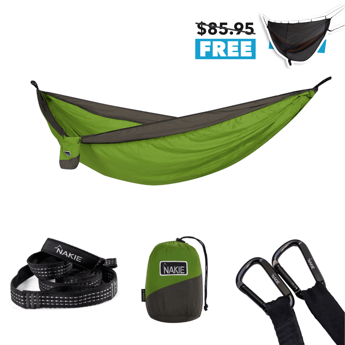 Forest Green - Recycled Hammock with Straps