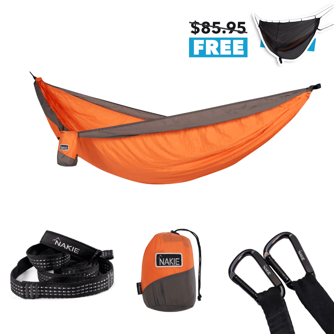 Sunburnt Orange -  Recycled Hammock with Straps