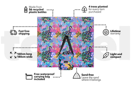 XL Kasey Rainbow - Recycled Sand Free Beach Blanket