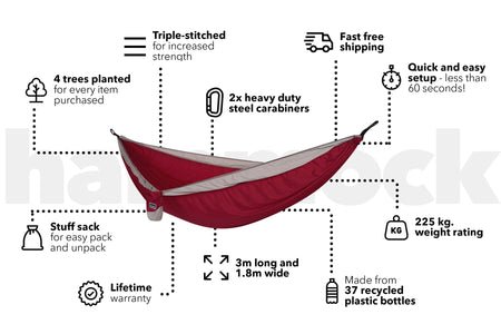 Merlot Red - Recycled Hammock with Straps