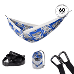 Nakie Hammock with bulldog NRL design, straps, and carrying bag on a white background preview #1
