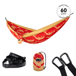 Nakie NRL Dolphins hammock with included accessories on a white background, featuring a money-back guarantee badge. preview #1