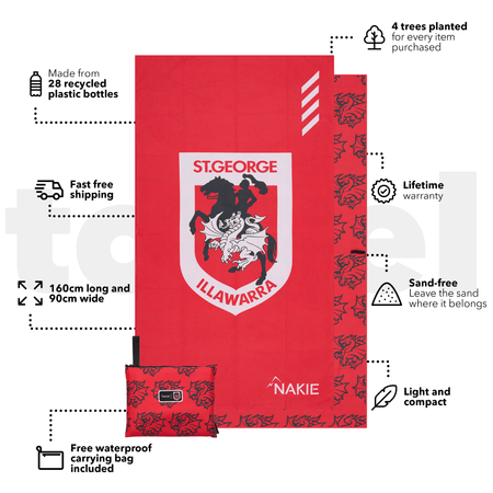 Dragons - NRL Recycled Sand Free Beach Towel