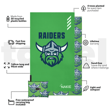 Raiders - NRL Recycled Sand Free Beach Towel