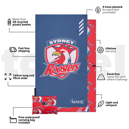 Roosters - NRL Recycled Sand Free Beach Towel