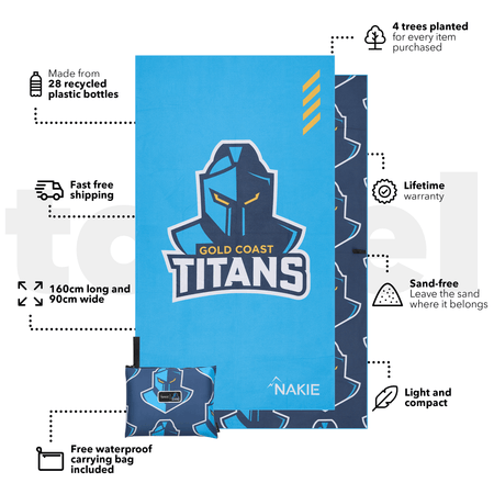 Titans - NRL Recycled Sand Free Beach Towel