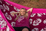 Woman wearing NRL merch laying in Manly Sea Eagle NRL Nakie Hammock  preview #5