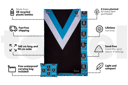 Port Adelaide Power - AFL Recycled Sand Free Beach Towel