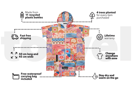 Retro Shores - Kids Hooded Towel Recycled Sand Free