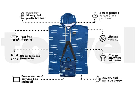 Salty Waves - Hooded Towel Recycled Sand Free