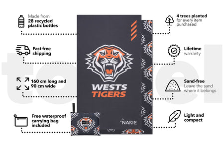 Tigers - NRL Recycled Sand Free Beach Towel